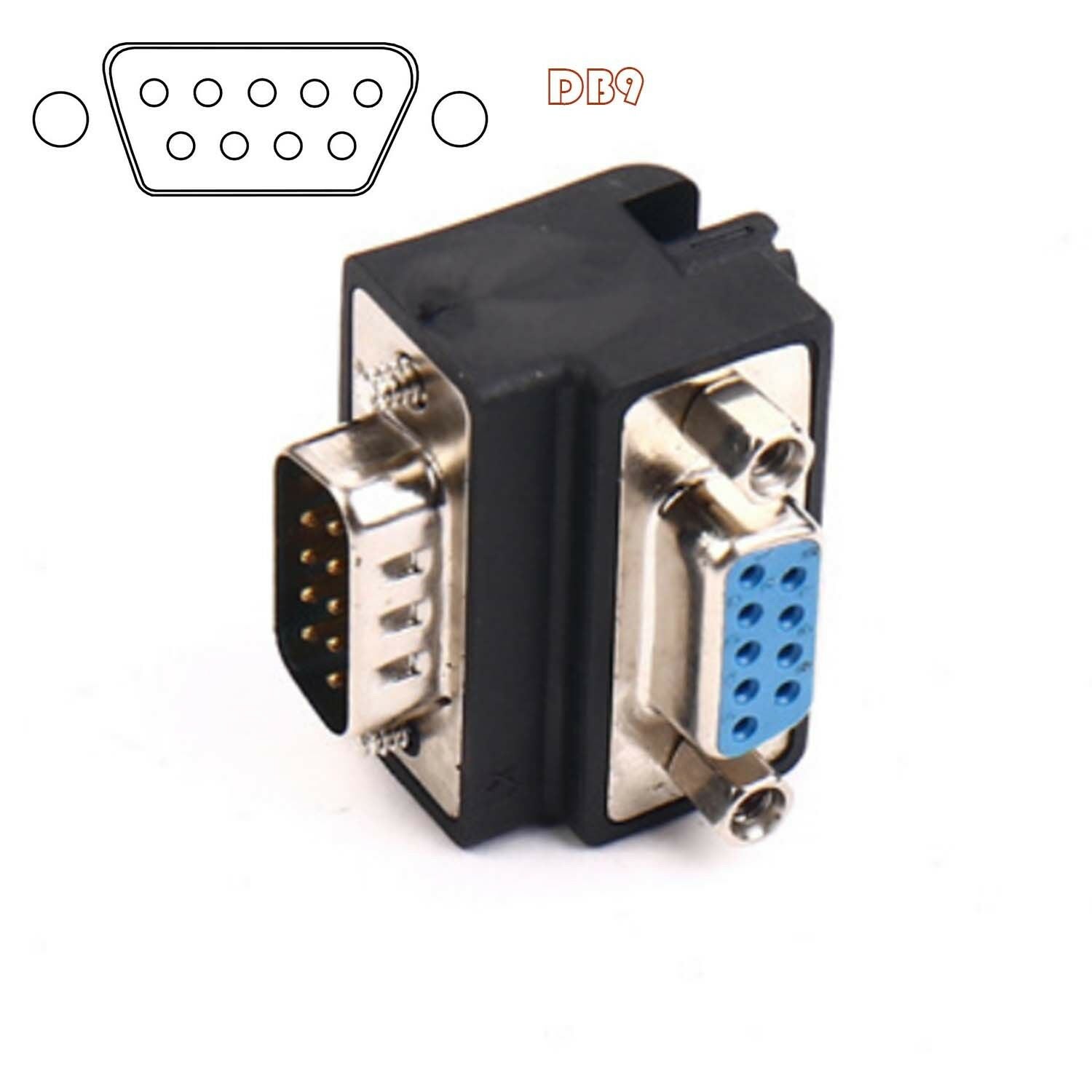 Angle 90 Degree DB 9pin DB9 RS232 Male To Female Extension Cable Adapter tt