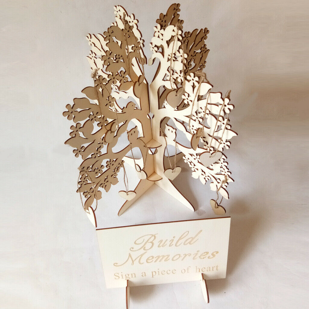 Wood DIY Wedding Guest Book Wishing Tree Birthday Party Ornaments Decoration