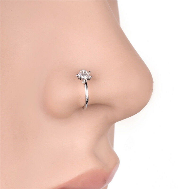 Nose Ring Ear Hoop Tragus Cartilage Earring Crystal Stainless Surgical Ste.l8