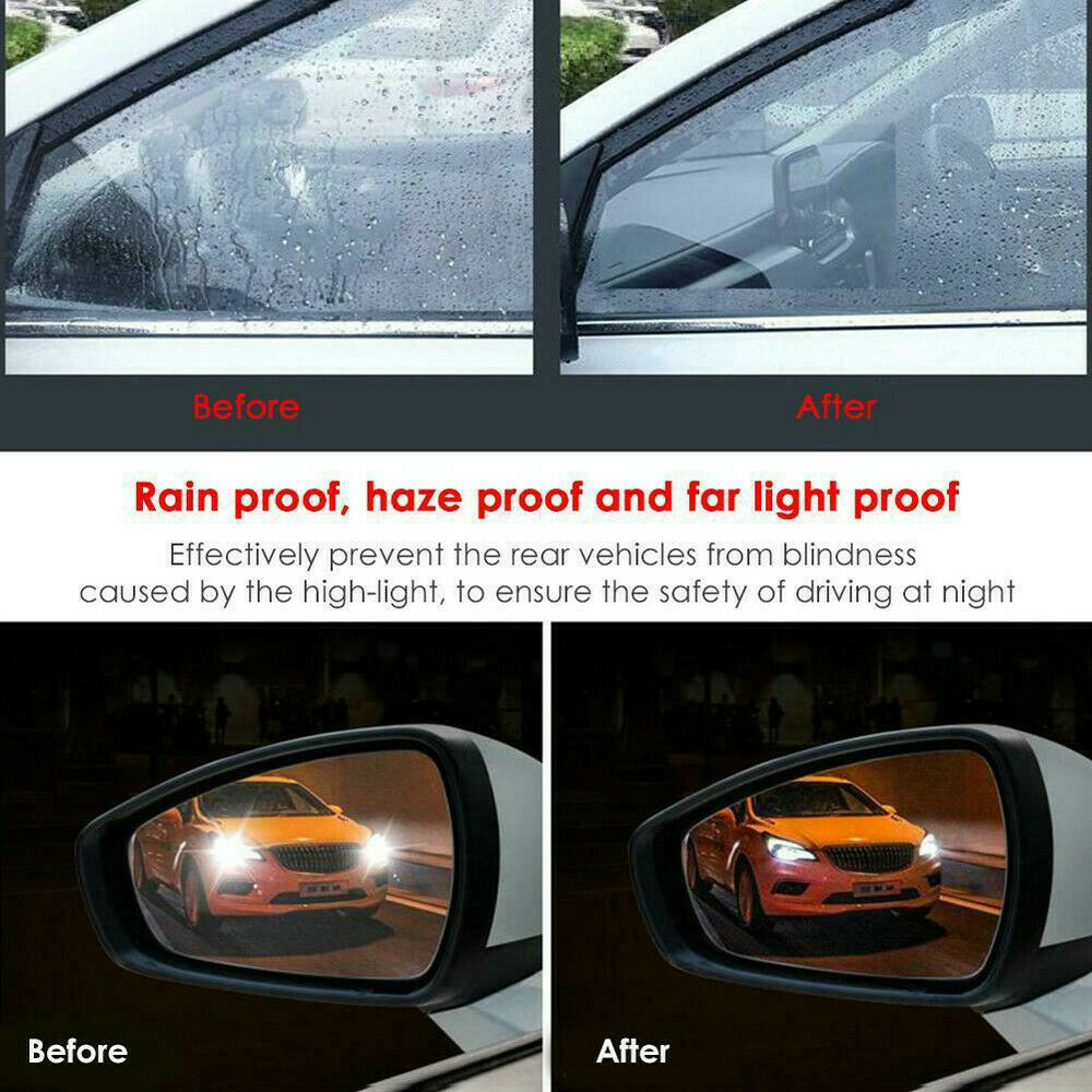 4 Pc Car Rearview Mirror Rainproof Anti-fog Stickers Protective Film Rain Shield