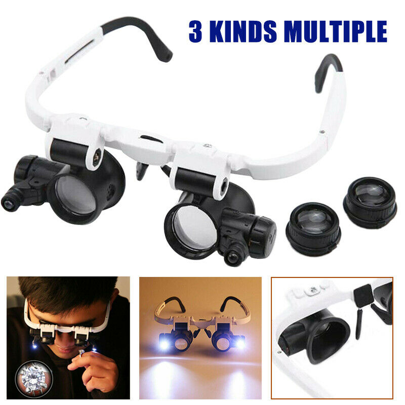 8x 15x 23x Head Repair Jeweler Watch Clock Magnifier Glass Loupe With LED Light