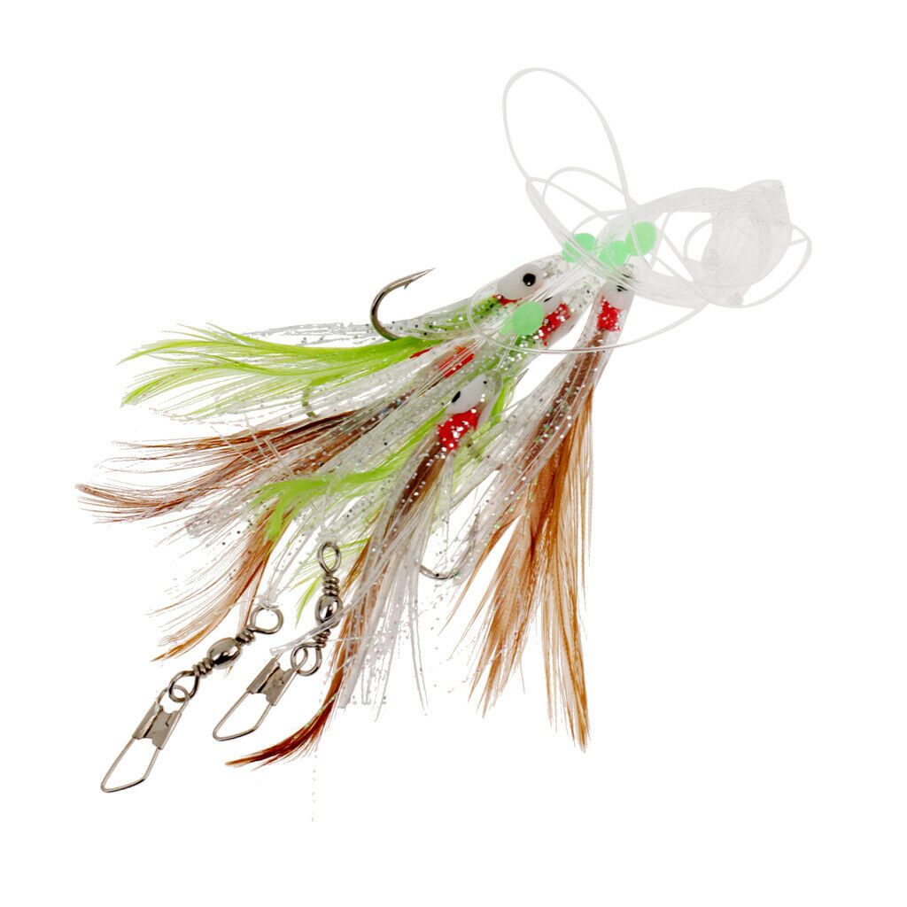 3X Sabiki Fishing Lure Rigs Bait Jigs Lure Soft Lure String Crystal Barbed Hook