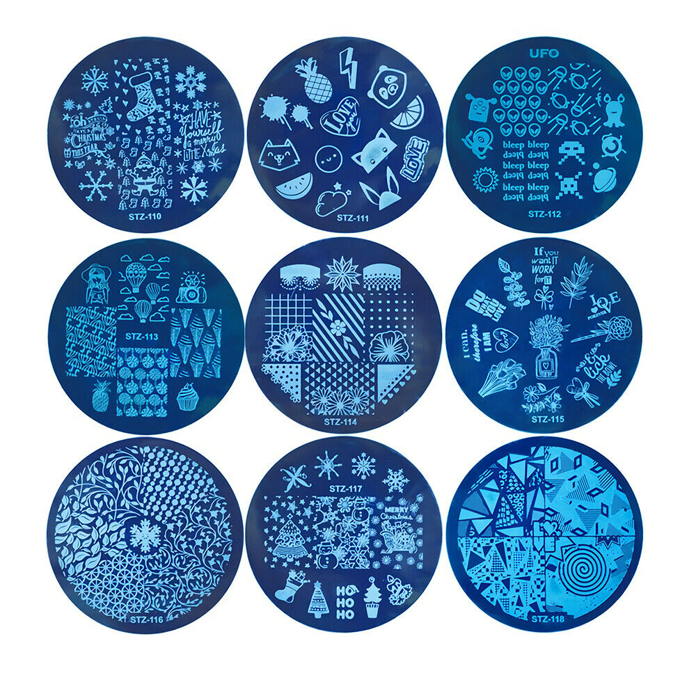10psc Random Nail Stamping Plate+5pcs Sponge+1ps Stamper Scraper Template Set