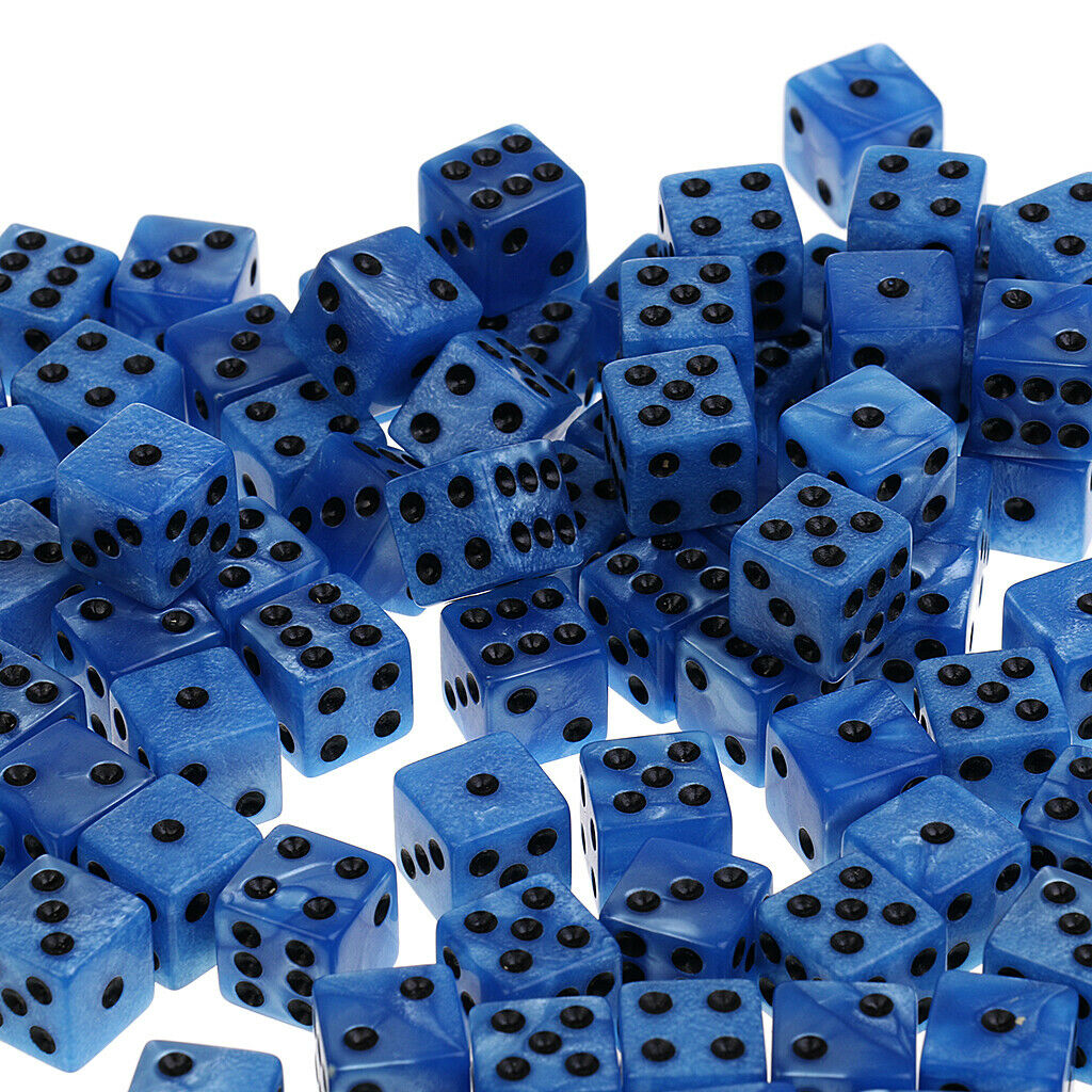100PCS  6-sided Dice Spot Dice 14mm for Board Games, Party Games Dice Blue