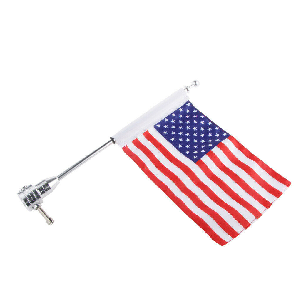 Motorcycle American USA Flag With Diamond Plate Pole Bolts For  1200