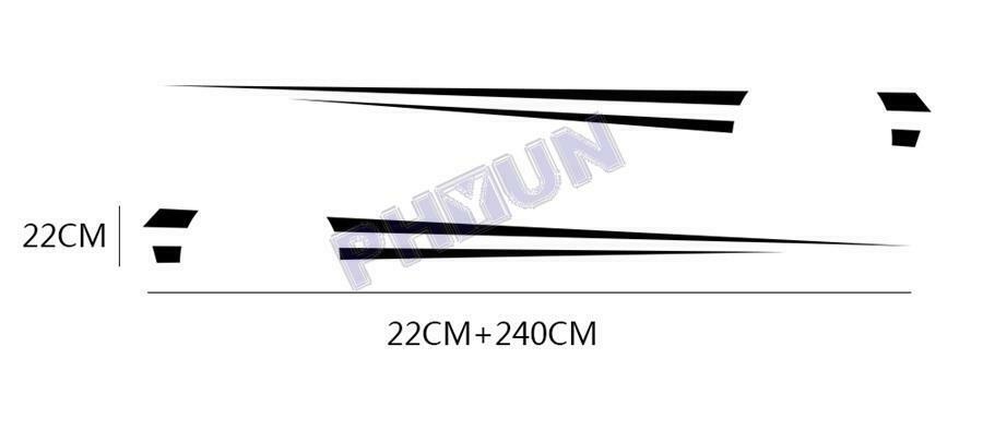 94.5''x8.7'' Car Both Sides Stickers Racing Streamline Style Matt Black Trim 2x