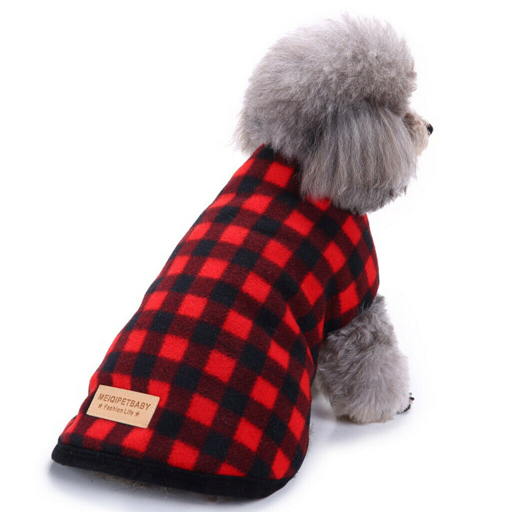 Cold Weather Pet Dog Coats - Windproof Puppy Lightweight Dog Jacket Red Plaid S