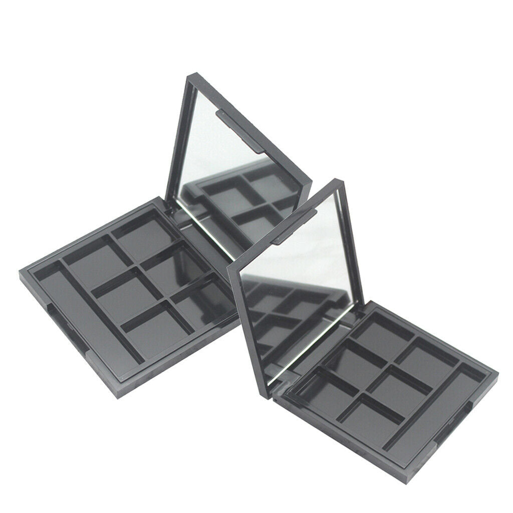2Pcs Empty Black Eyeshadow Palette Tray Eye Shadow Powder Case Organizer