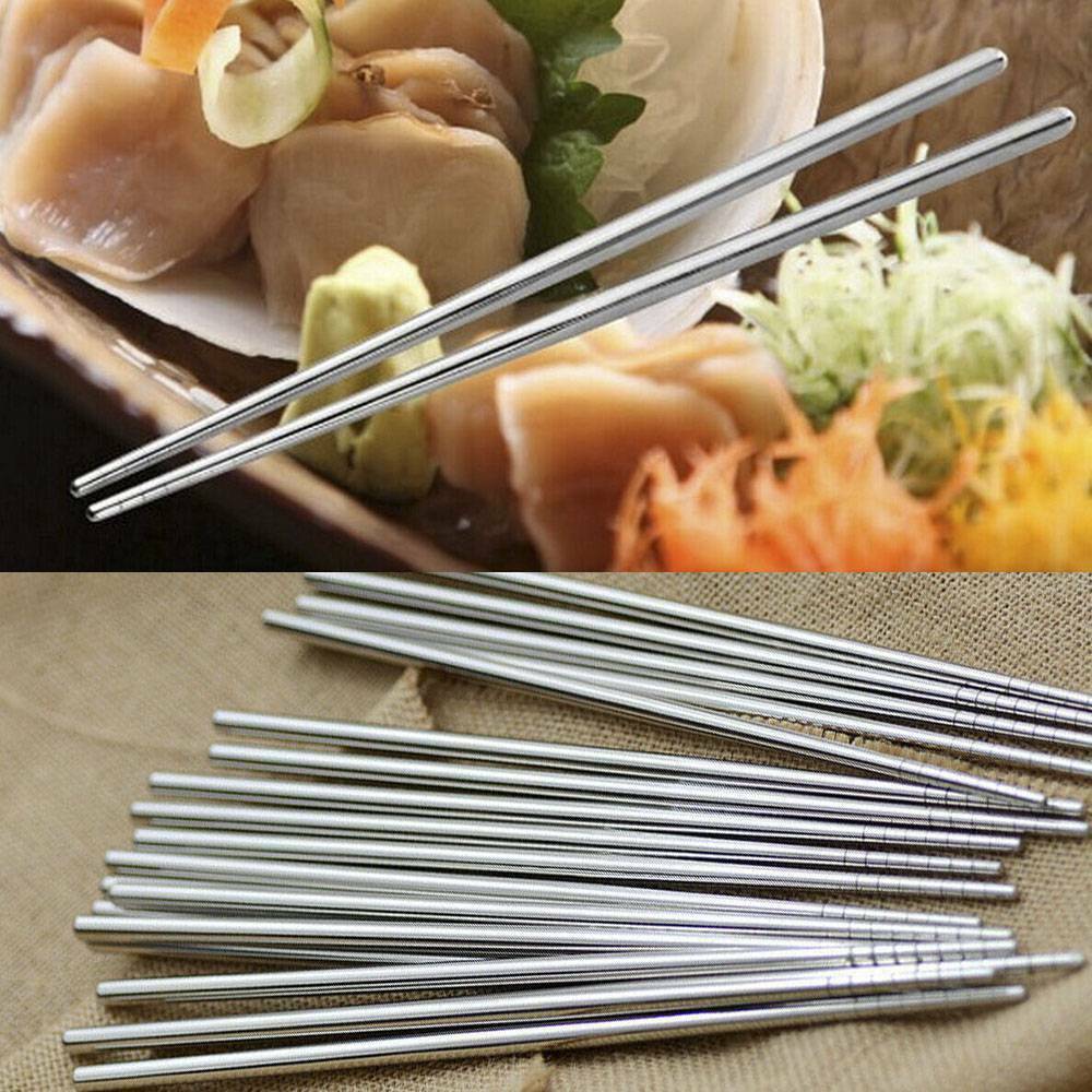 1 Pair Stainless Steel Reusable Chopsticks Metal Korean Chinese Chopsticks New â¤