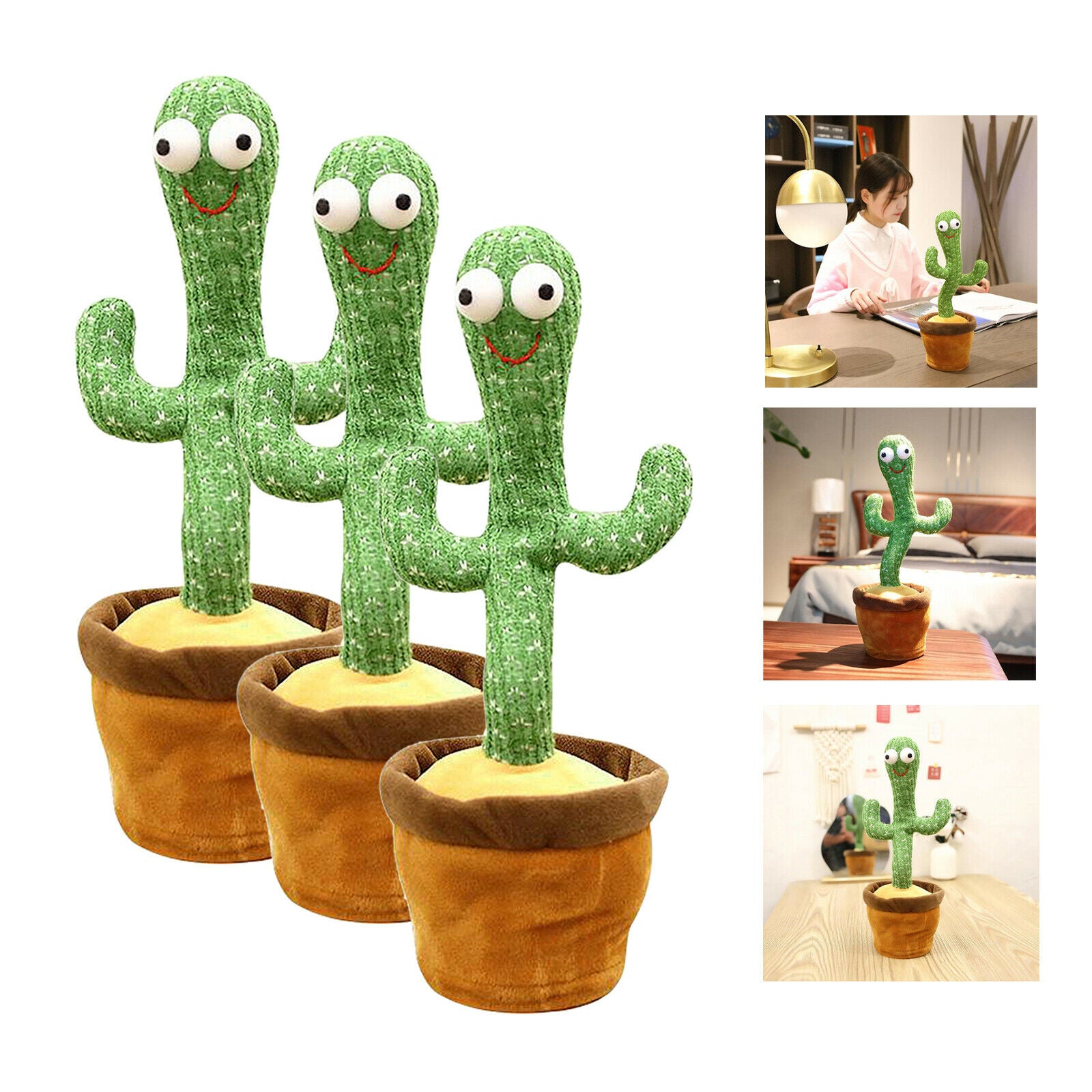 3x   Plush Toys, Electronic Swing Cactus with Singing and Dancing