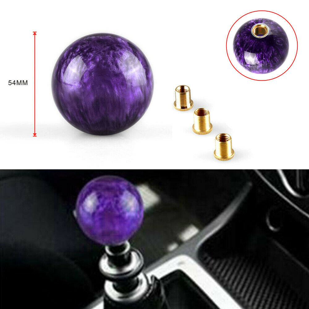 Round Ball Shape Auto Car Gear Shift Knob Shifter Lever Manual w/ M8 M10 Adapter
