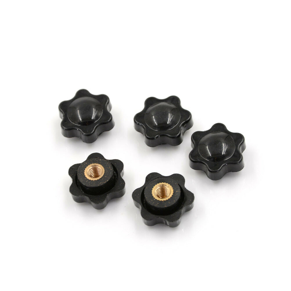 5Pcs Black M6 Female Thread Star Shaped Head Clamping Nuts Kno.l8
