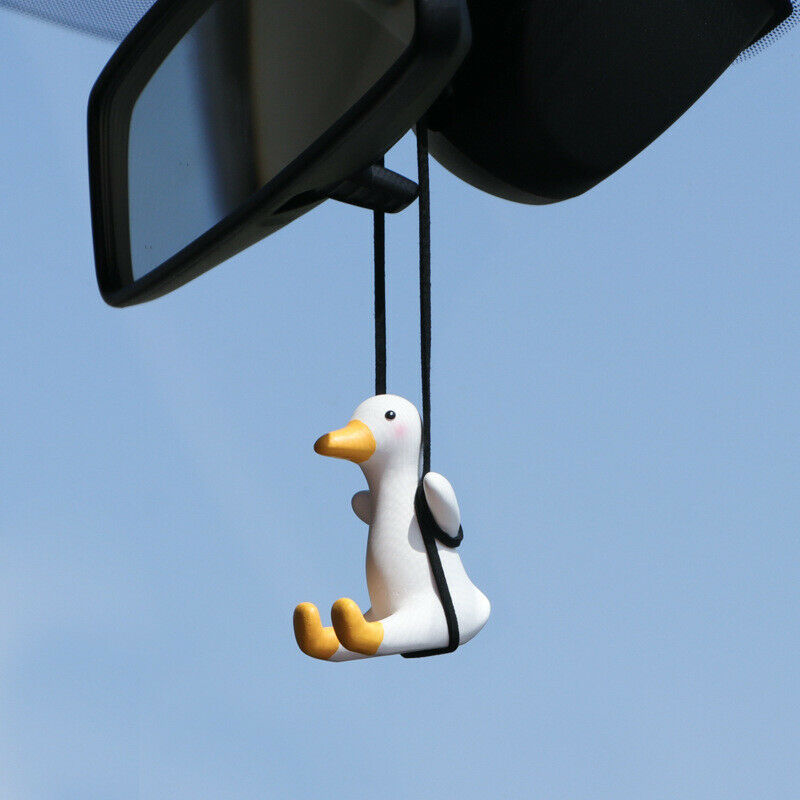 Gypsum Cute Car Accessories Swing Duck Pendant Auto Rear-view Mirror Ornaments