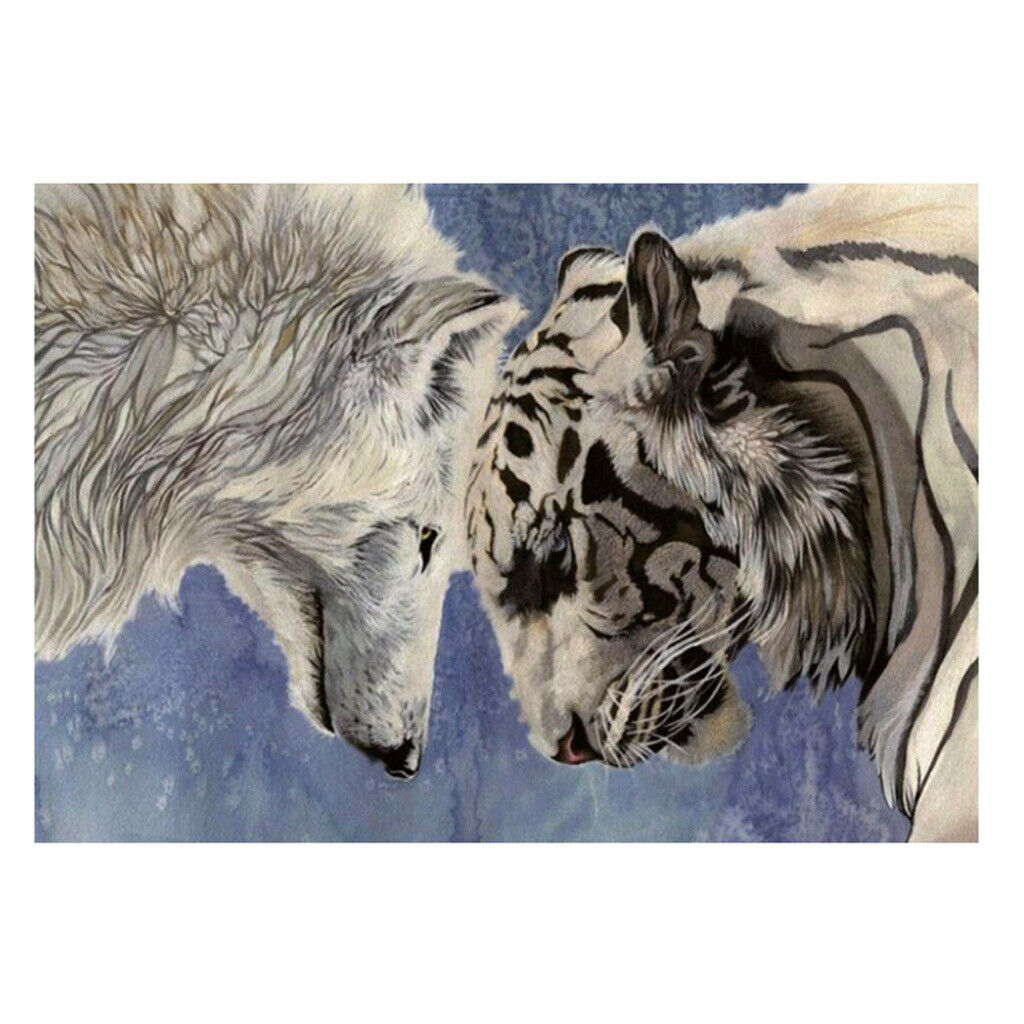 DIY 5D Diamond Painting Cross Stitch Kit Tiger and Wolf Picture Mosaic Crafts