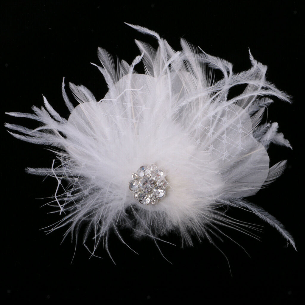 Wedding Party Women Lady Feather Hair Clip Brooch Fascinator Headpieces