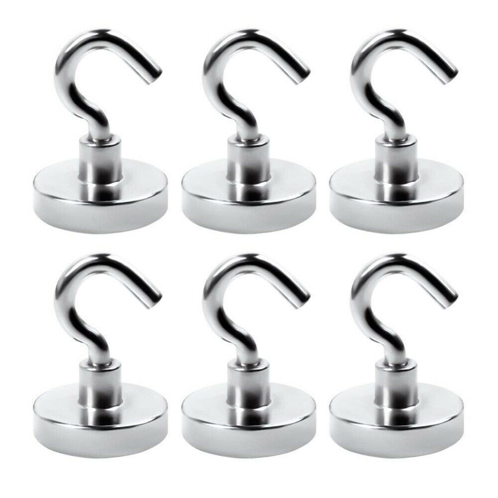 6pcs Heavy Duty Magnetic Hooks Strong Neodymium Magnet For Home Kitchen Garage