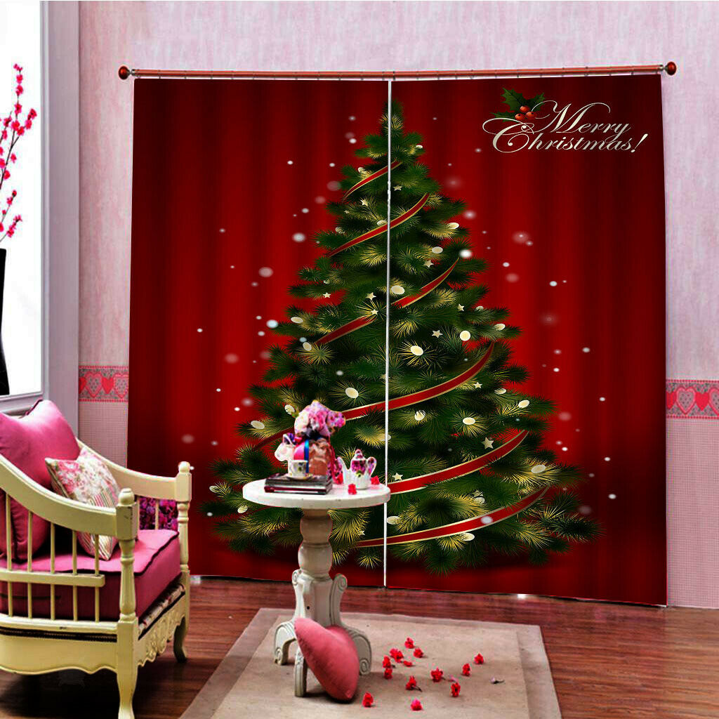 40x55" Christmas Curtains Children Room Window Waterproof 2Panels Drapes
