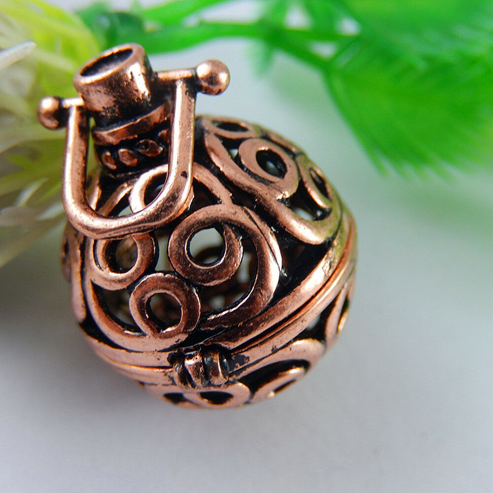 1-pack Bronzed Locket Brass Hollowed Ball Pendant Jewelry Charm DIY Craft Making