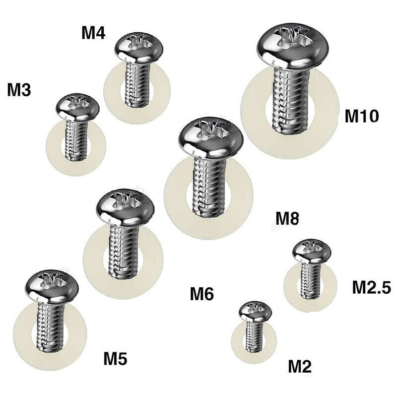 500x Nylon Washers Plastic Round Flat Washers White M2 M2.5 M3 M4 M5 M6 M8 HN US