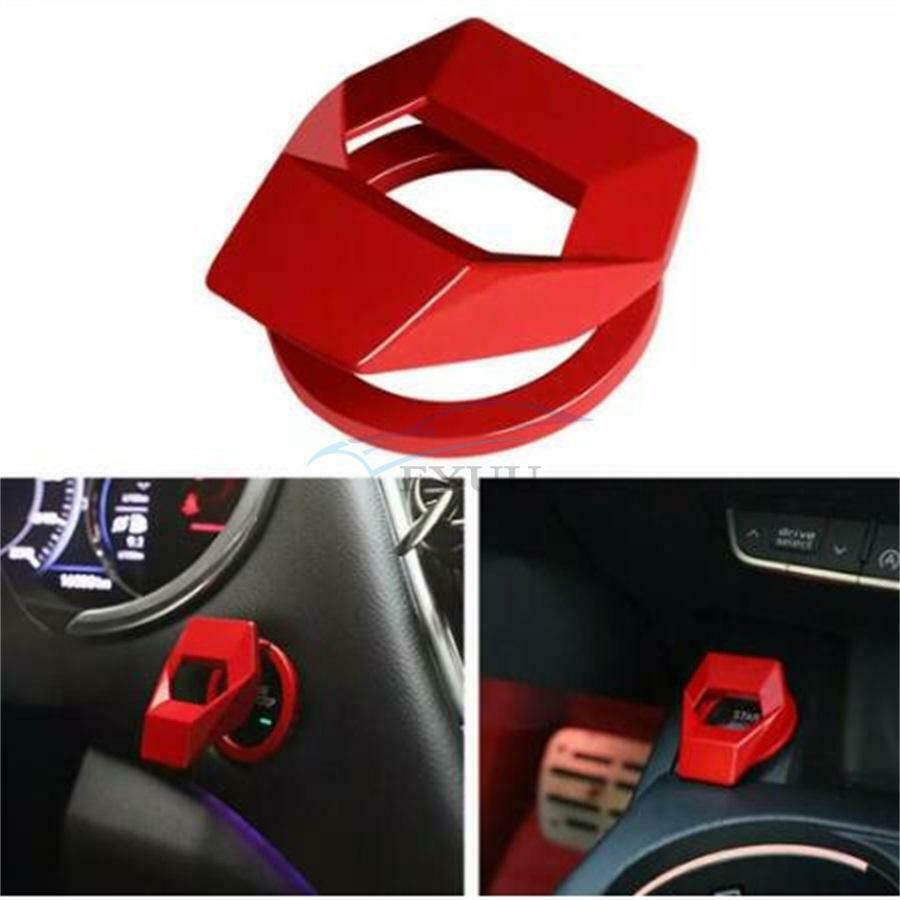 1x Red Aluminum Alloy Decoration Engine Switch Button Protection Cover Car Parts