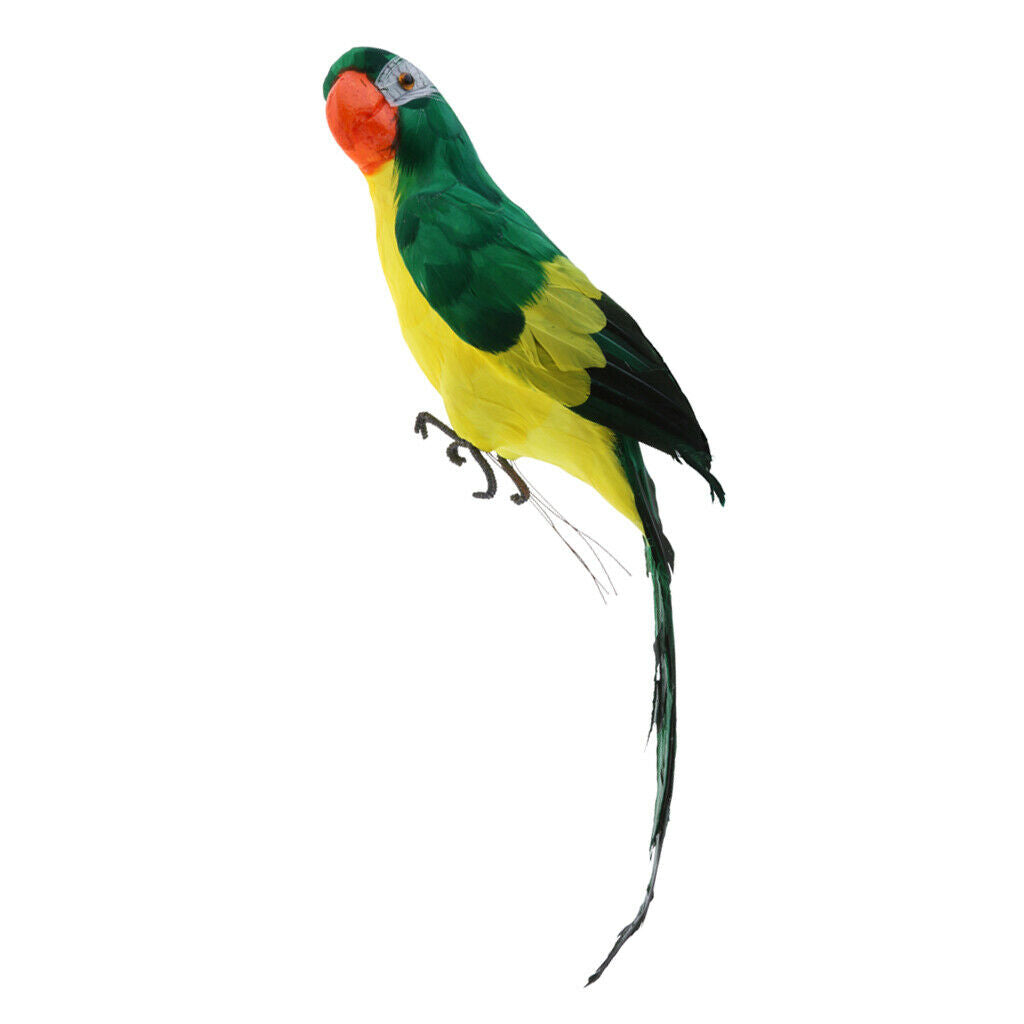 Artificial Parrot Feathered Birds Garden Home Decoration Ornament 45cm Green
