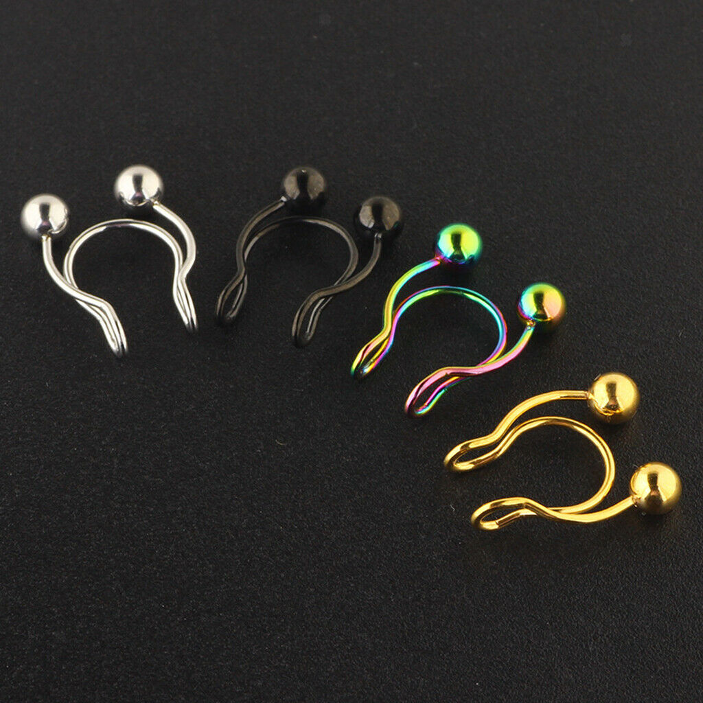 Nose Clip Ring Studs Hoop Stainless Steel Septum Body Sexy Jewelry Women Men