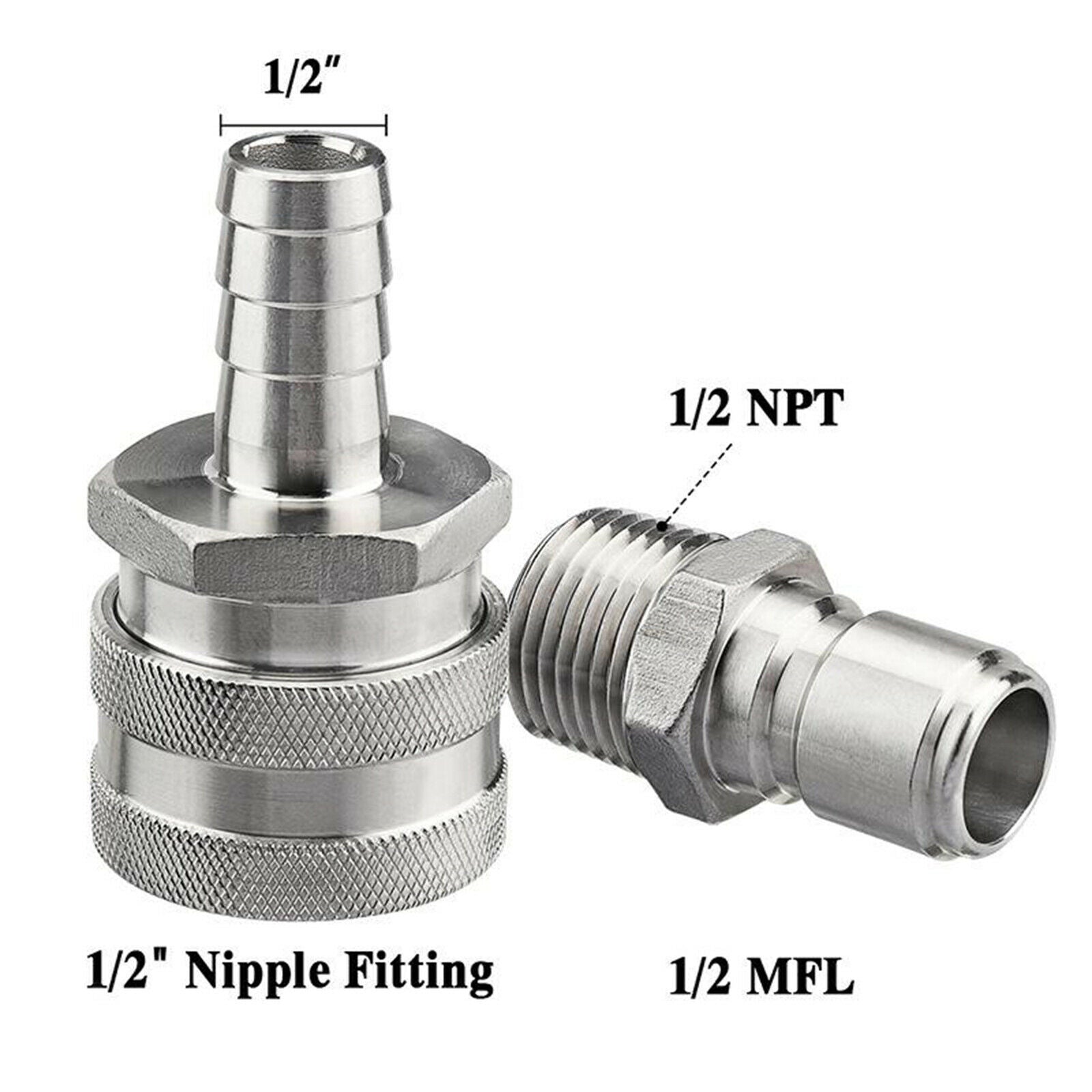 1/2'' MPT Male Barb Female Beer Quick Disconnect Connect Set Homebrewing