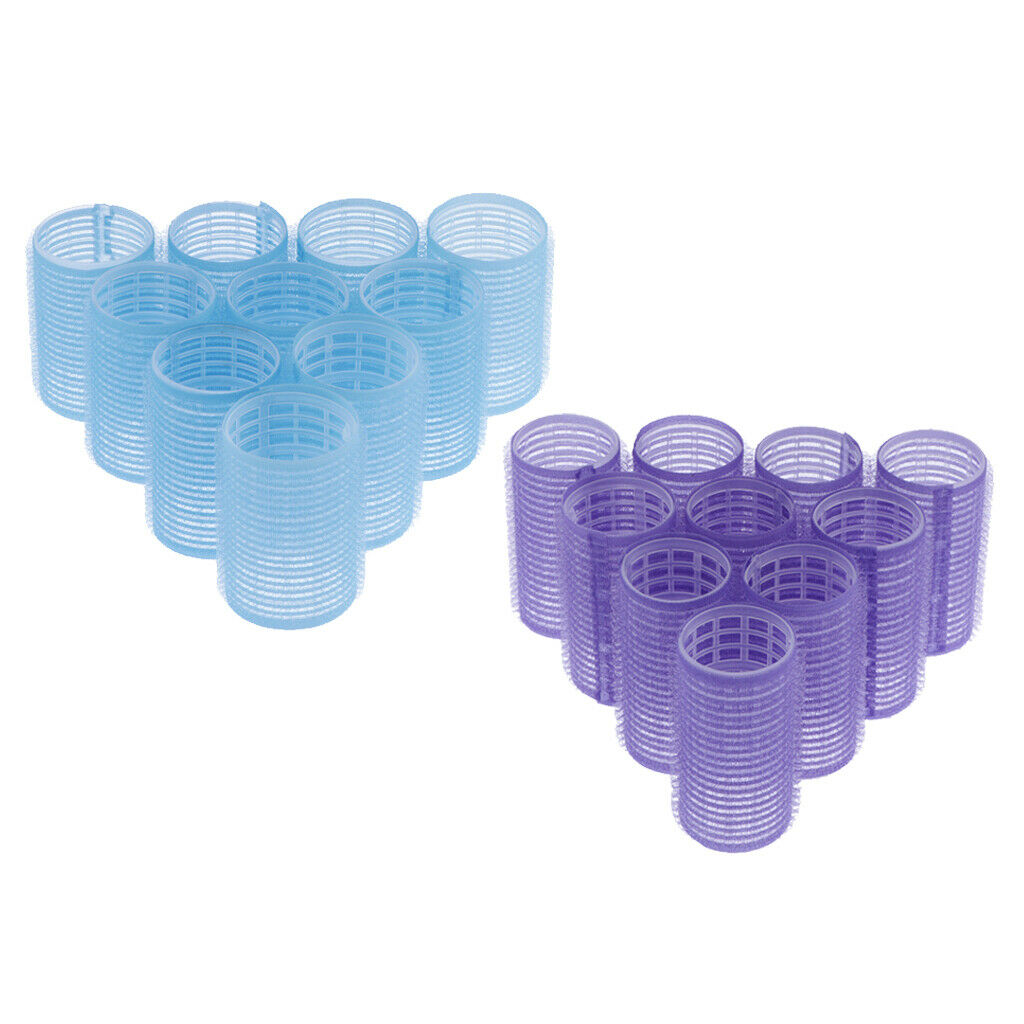 20pcs Plastic Hair Roller Curling Curls Hairdressing Curlers Purple+Blue