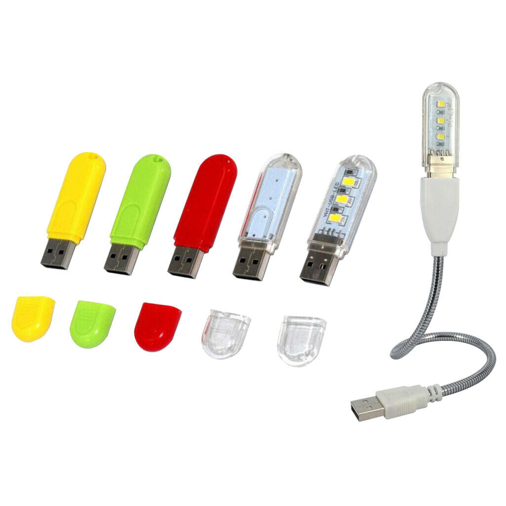 5 Piece USB LED Flexible Light Lamp for Notebook Laptop Desktop Book Reading