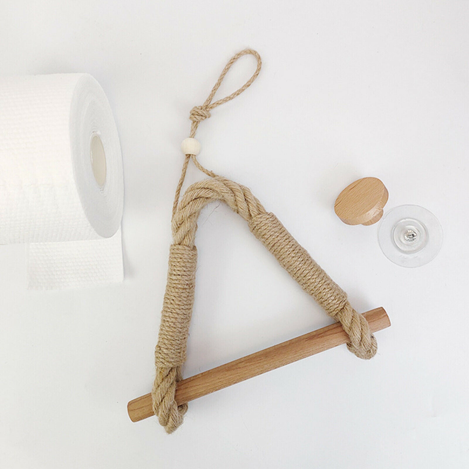 Natural  Rope Toilet Paper Roll Towel Holder Wall Mounted for Bathroom