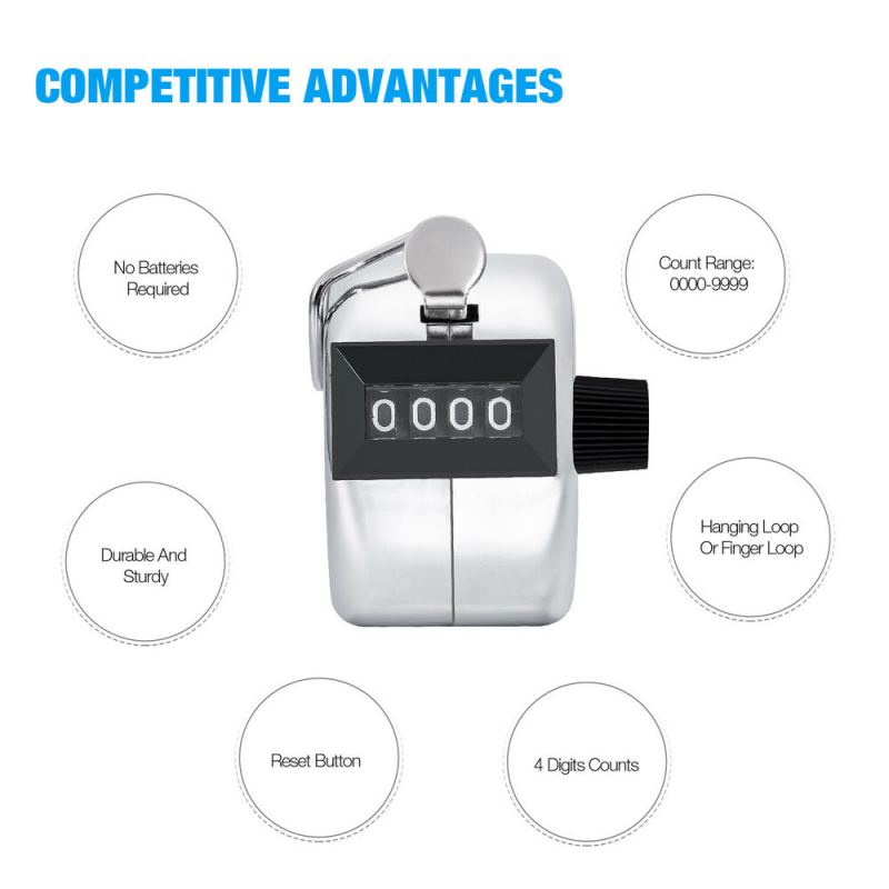 3Pcs Portable Counter 4 Digit Hand-Held Digital Manual Click Golf Counter Point