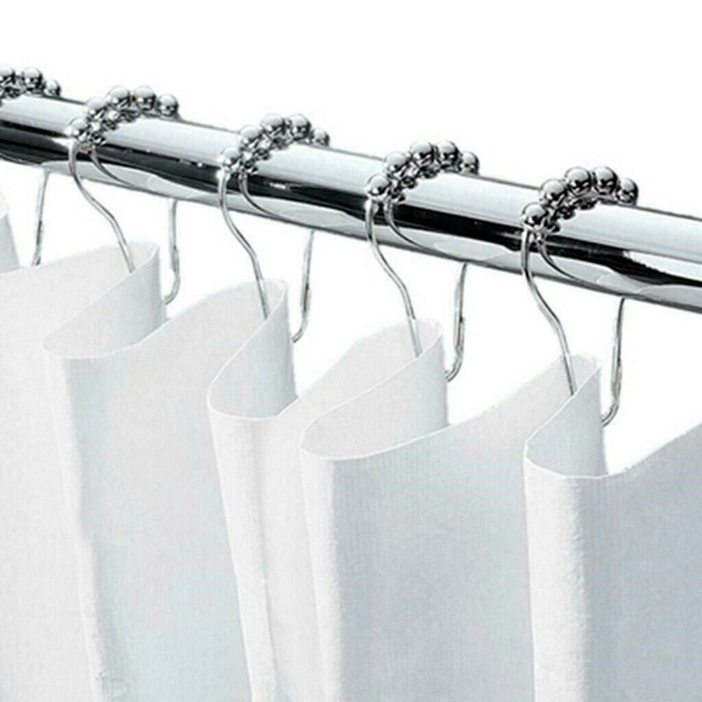 Metal Roller Glide   Shower Curtain Hooks Decorative Bathroom Parts 12pcs