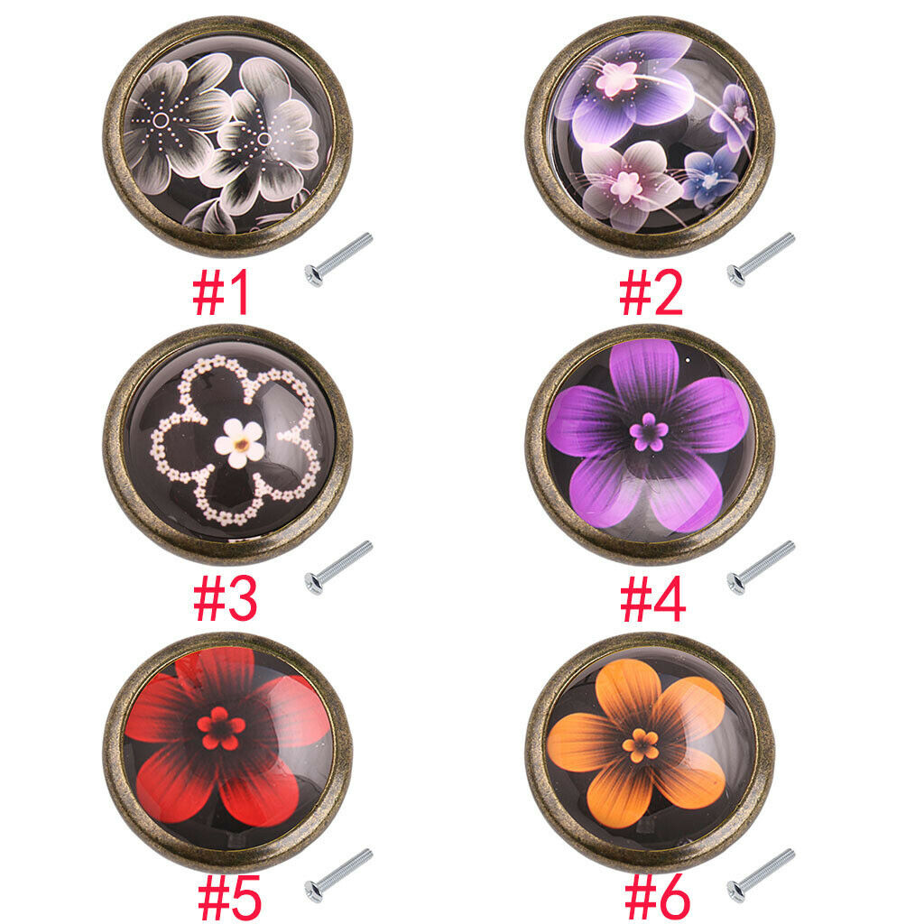 Flower Patterns Door Knob Cabinet Drawer Closet Cupboard Handle Hardware 3#