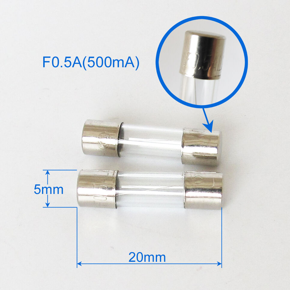 100pcs Glass Fast Blow Fuse 5x20mm 0.5A 250V Fast Quick Acting Blow Glass Tube