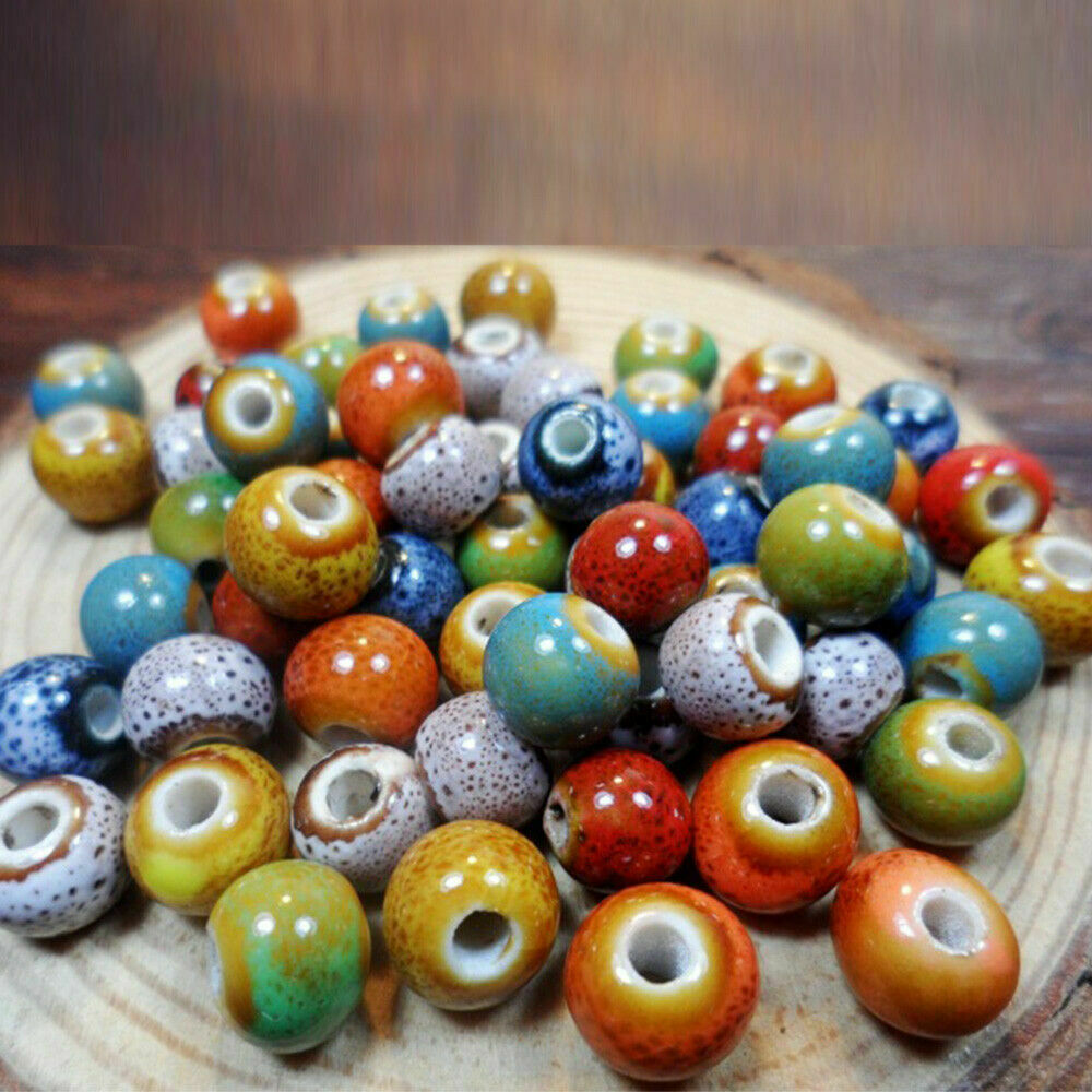 100pcs/Set 6mm Ceramic Porcelain Round Loose Spacer Beads Jewelry Findings DIY