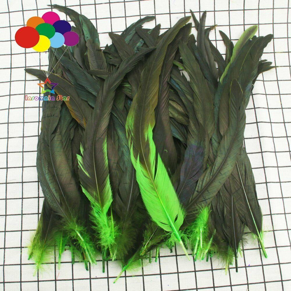 Fruit green dyeing 100 Pcs 12-14 Inch/30-35cm Cock Chicken Tail natural Feathers