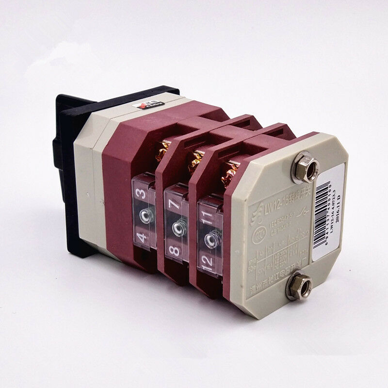 1PCS Changeover Switch 16A 380V 3 Positions(ON-OFF-ON) 12 Terminal Number Latch