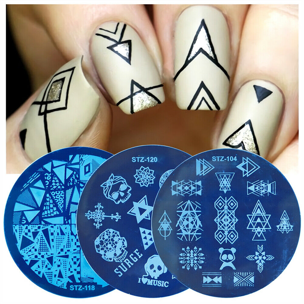 10psc Random Nail Stamping Plate+5pcs Sponge+1ps Stamper Scraper Template Set