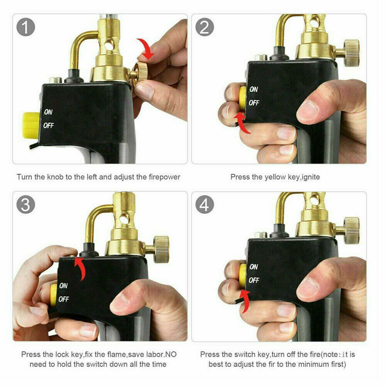 Professional Multi Purpose Mapp Torch Includes 3 - Nozzles/Tips for Brazing