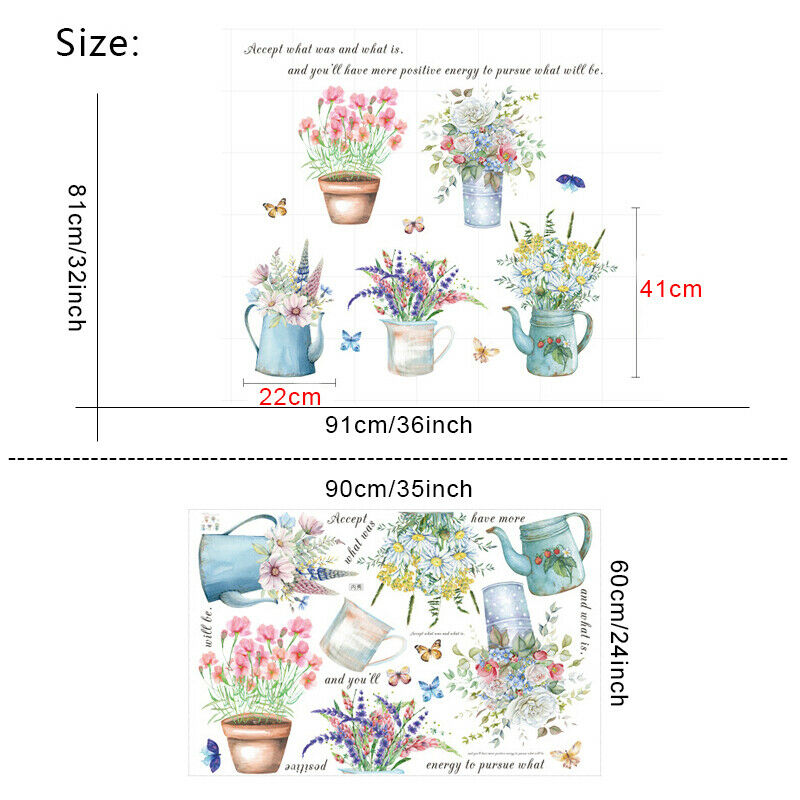 Creative Flower Potted Wall Stickers Bedroom Baseboard Removable Wall Decals Tt