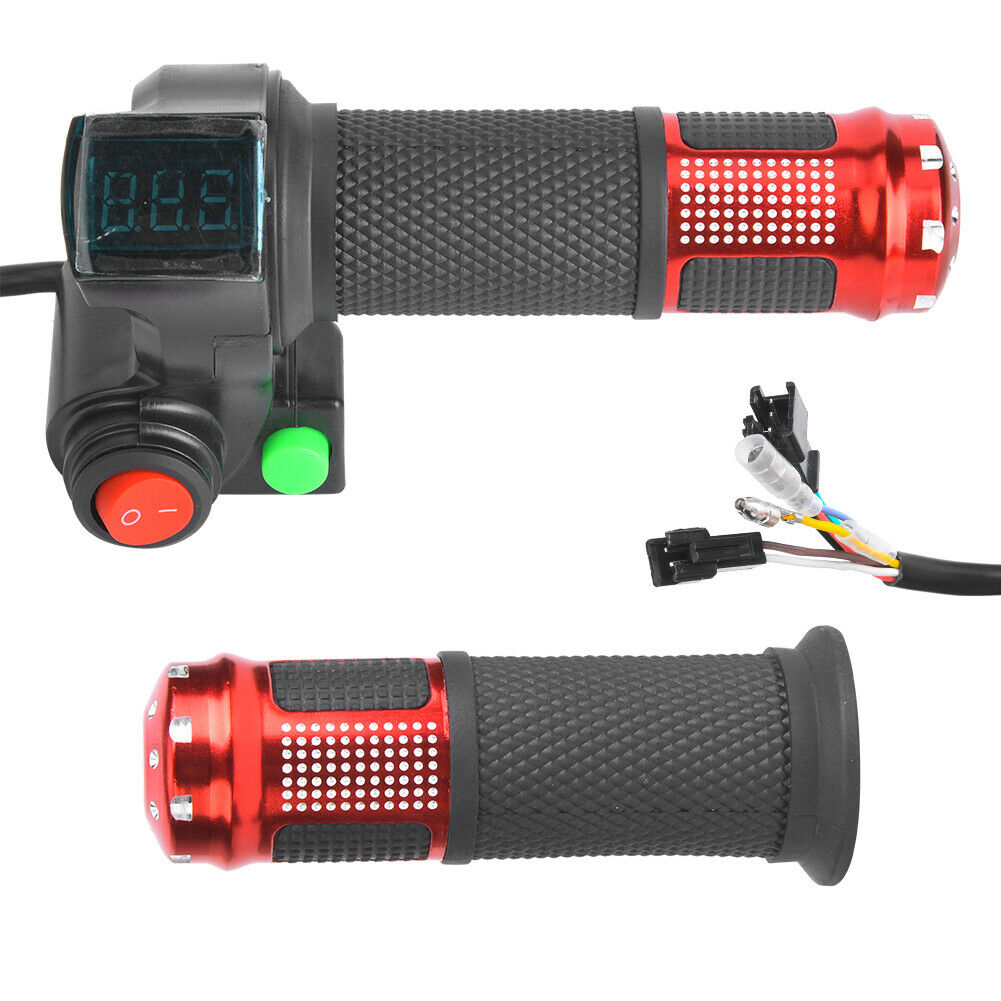 LED E-Bike Twist Throttle 12v~99v Universal Electric Scooter Bike Grip Handlebar