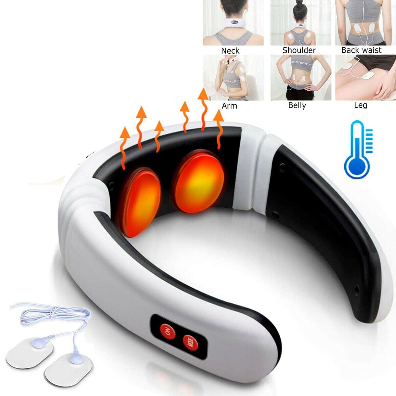 Back Neck Massager Electric Pulse Far Infrared Heating Pain Relief Health Relax