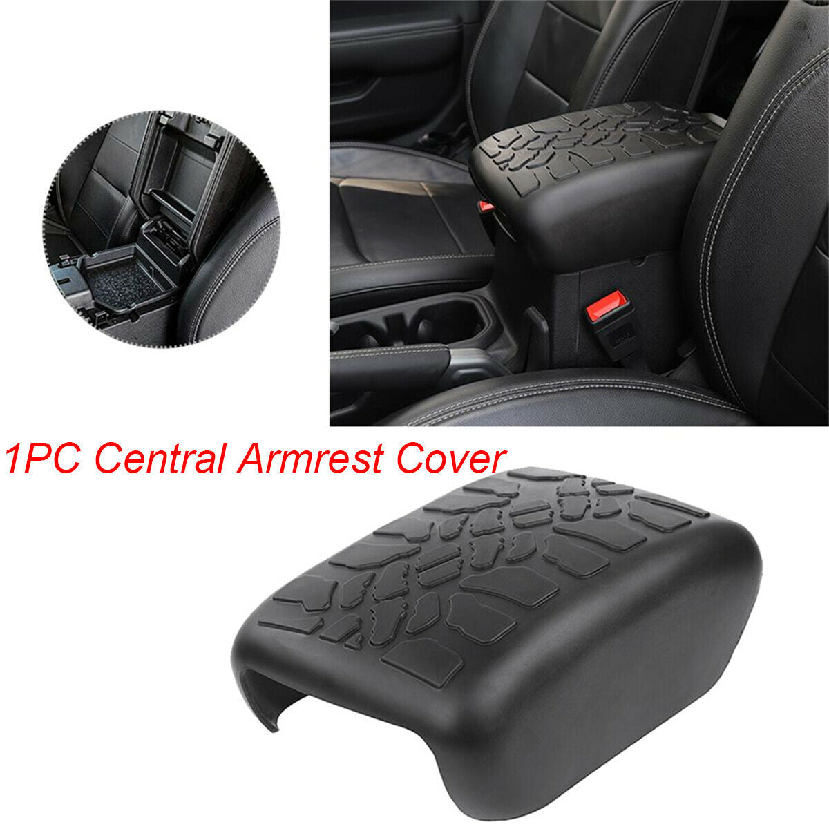 1PCS Car Center Console Armrest Cover Pad Black For Wrangler JL JT 2018-2020