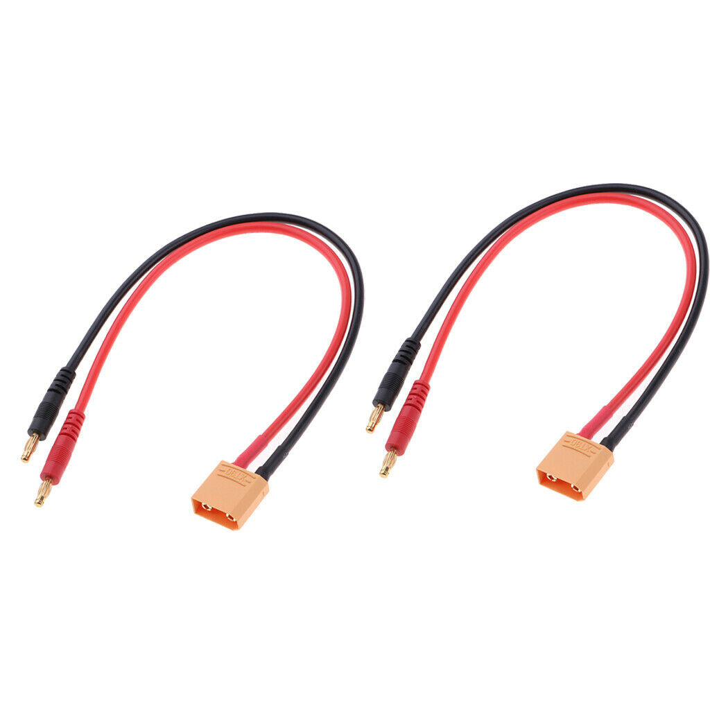 2x RC Battery Plug Charging Cable XT90 Connector to 4mm Banana Bullet Plugs
