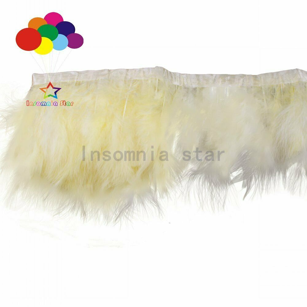 6-7" Creamy yellow Turkey Feathers Trimming Long Single Plumes Satin Ribbon