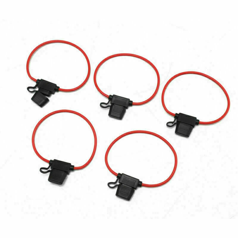 5Pcs Medium Blade Fuse Holder ATC ATO Waterproof 12AWG In-Line Wire For Car BS3