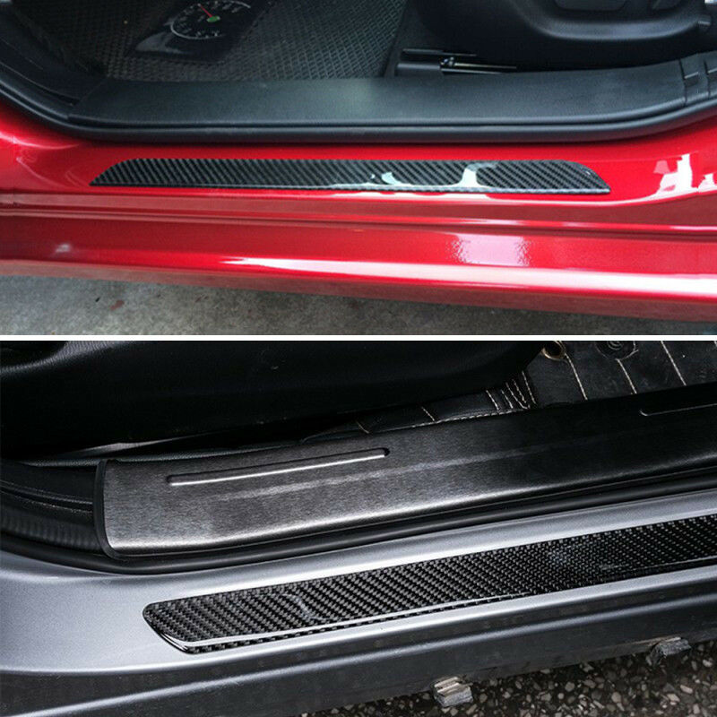 2x 60cm Carbon Fiber Car Door Scuff Plate Sill Cover Panel Guard Step Protector