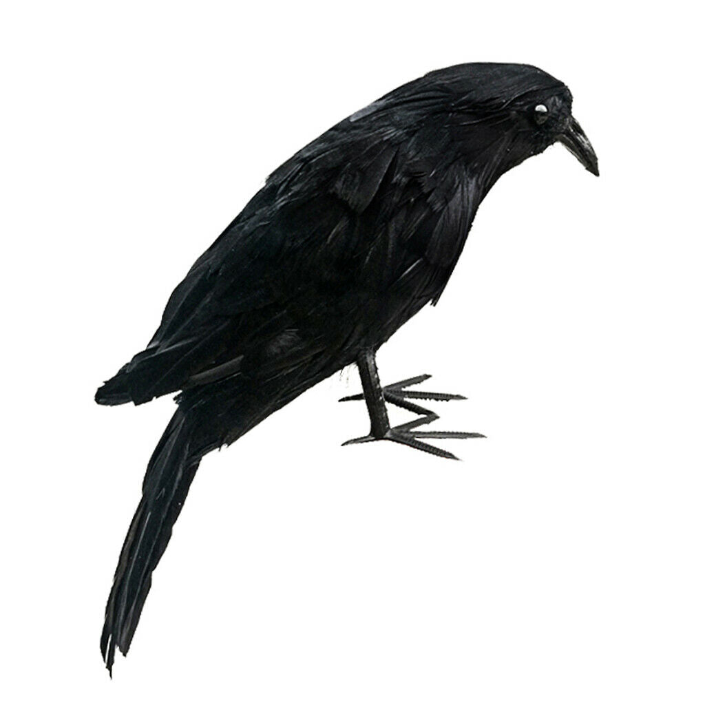 2pcs Lifelike Artificial Birds Realistic Raven Magpie Tree Decor