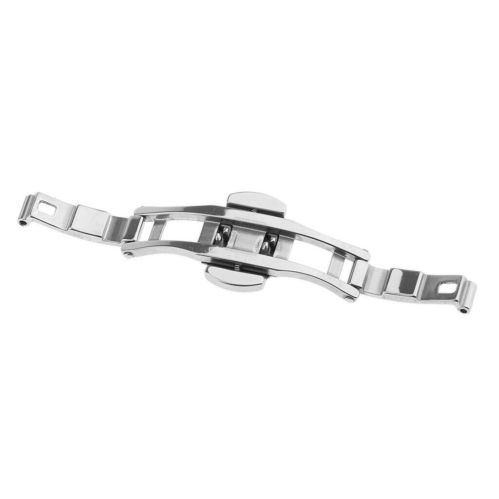 Butterfly Deployment Buckle Wristwatch Straps Clasps Stainless Steel 17x5mm