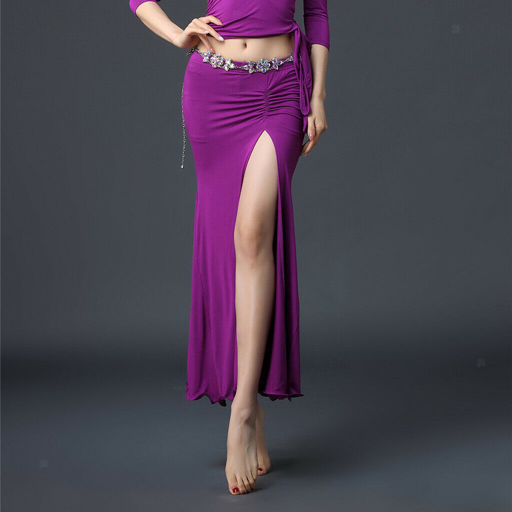 Lady Belly Dance Skirt Long Skirts Swing Dress Dance Costume Outfit Purple